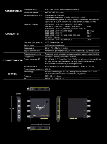Плата видеозахвата AVMATRIX VC41 4CH 3G-SDI PCIE