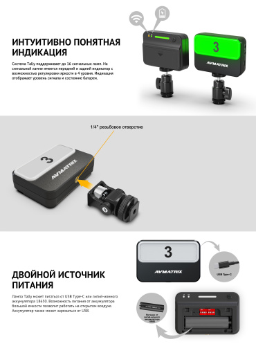 Комплект сигнализации AVMATRIX TS3019-4 Tally для 4-х камер